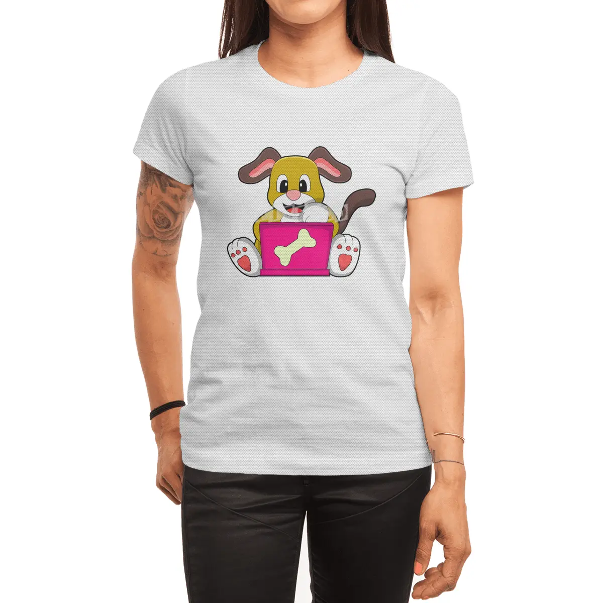 Dog with Laptop Spor T-Shirt