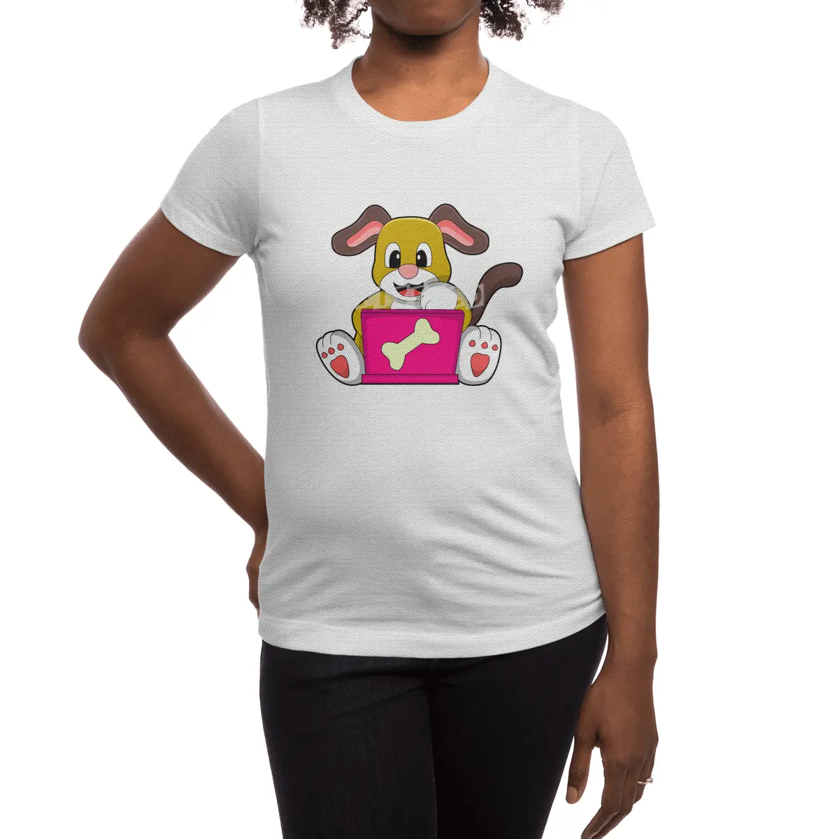 Dog with Laptop Spor T-Shirt