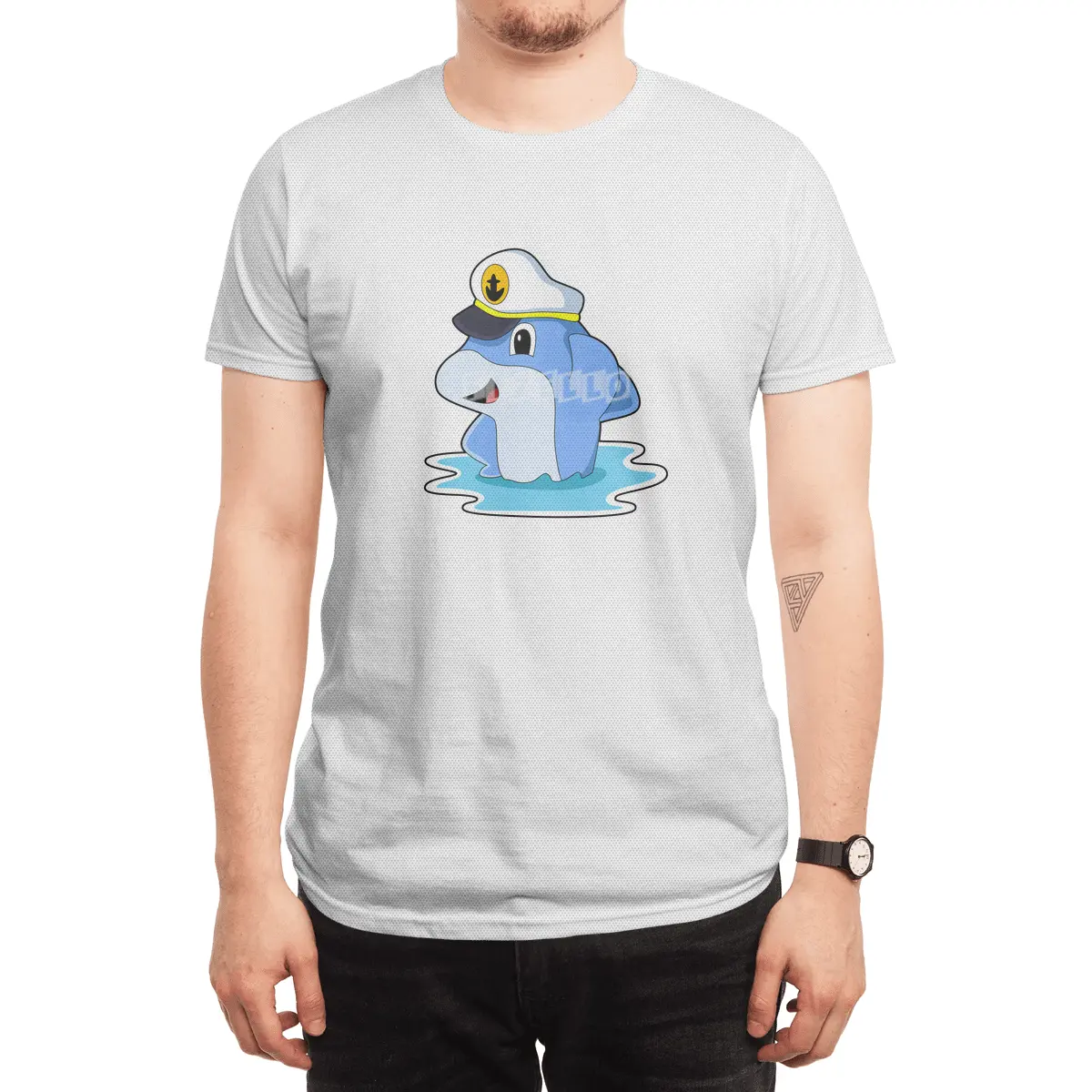 Dolphin as Captain with Hat Spor T-Shirt