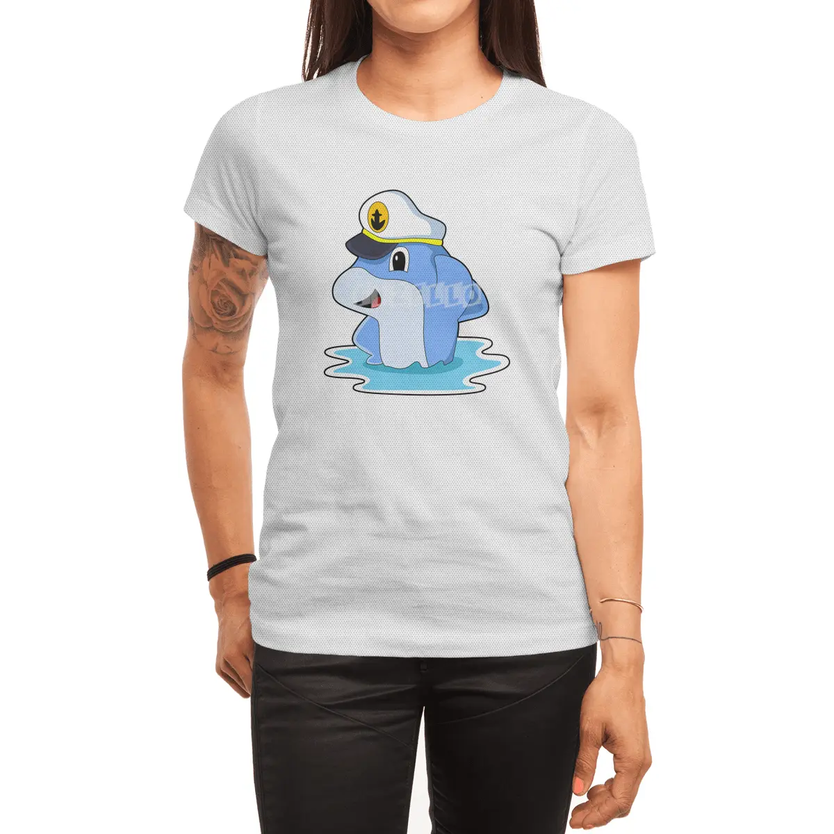 Dolphin as Captain with Hat Spor T-Shirt
