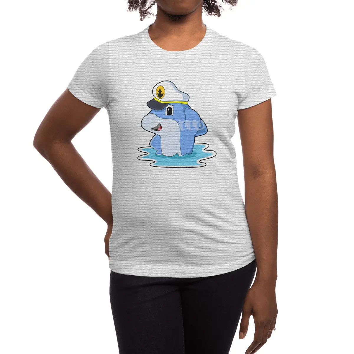 Dolphin as Captain with Hat Spor T-Shirt