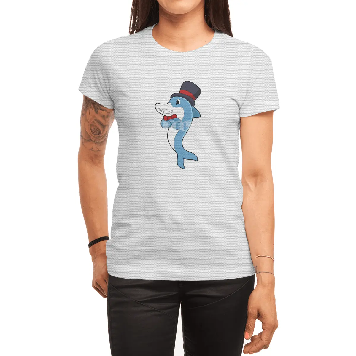 Dolphin as Gentleman with Hat Spor T-Shirt