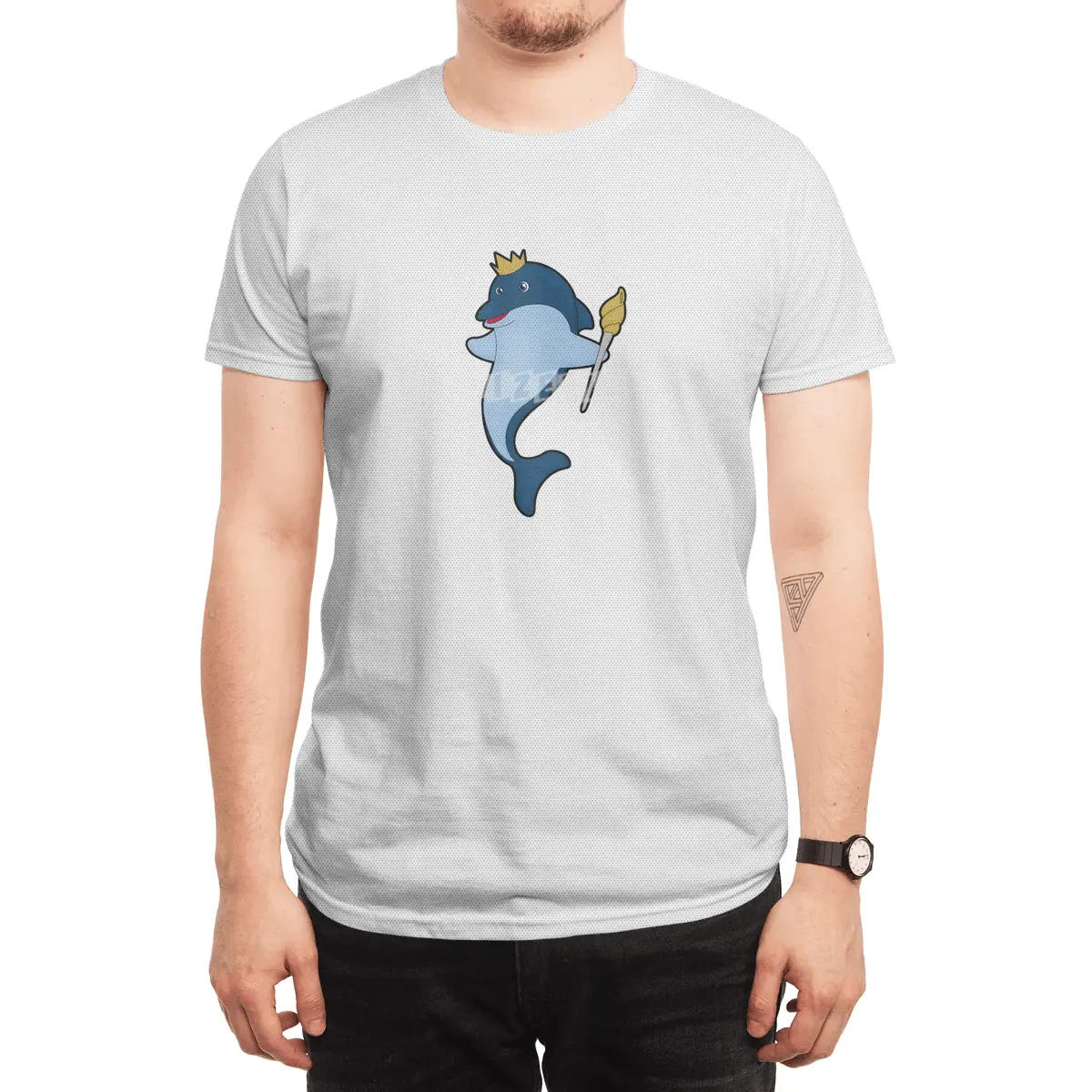 Dolphin as King with Staff & Crown Spor T-Shirt