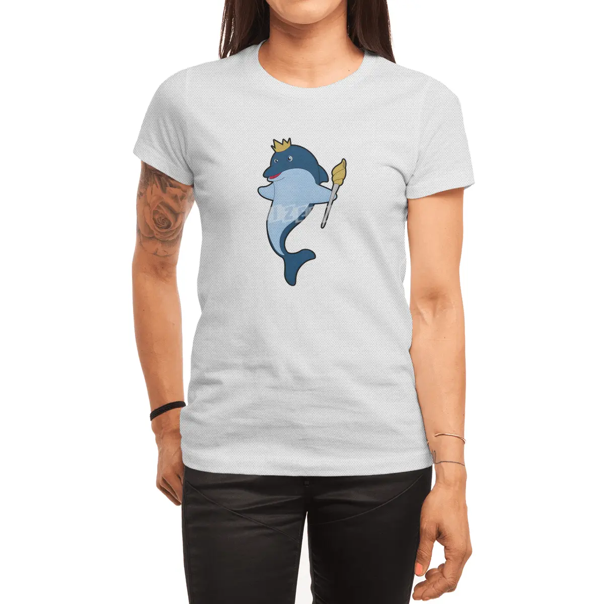 Dolphin as King with Staff & Crown Spor T-Shirt