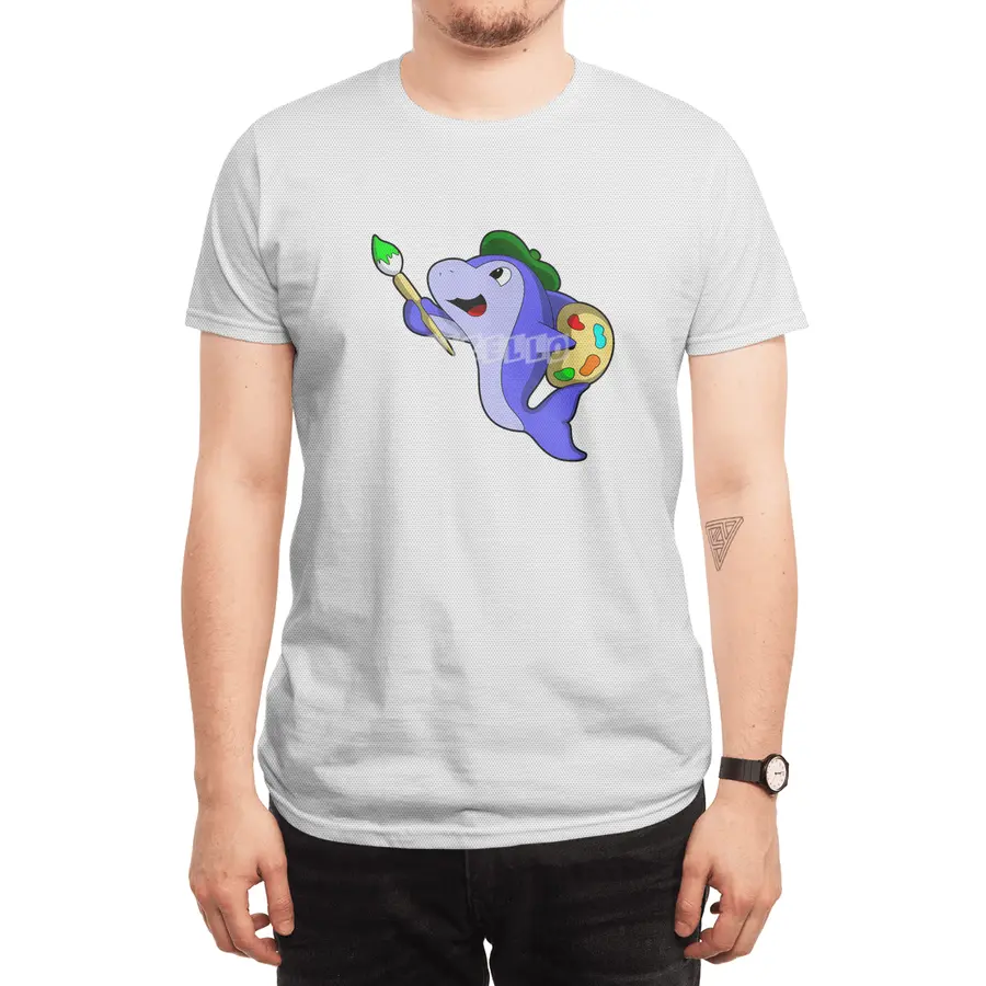Dolphin as Painter with Colour & Brush Spor T-Shirt