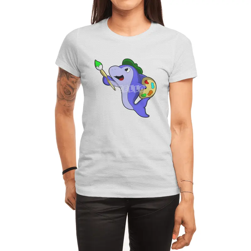 Dolphin as Painter with Colour & Brush Spor T-Shirt