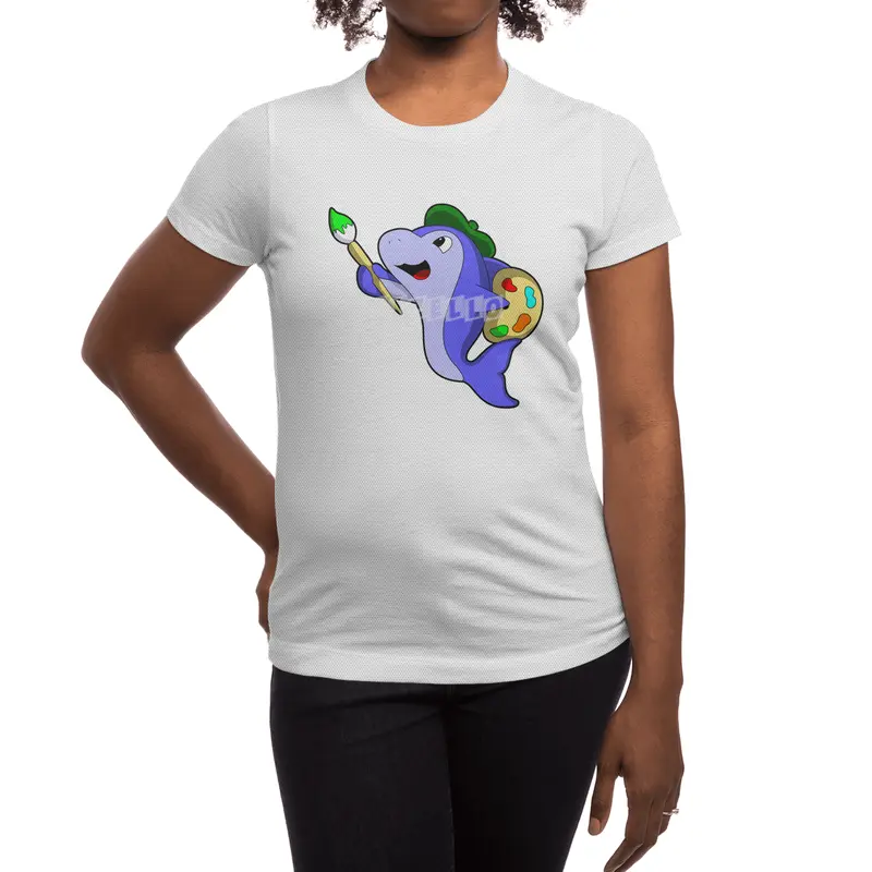 Dolphin as Painter with Colour & Brush Spor T-Shirt