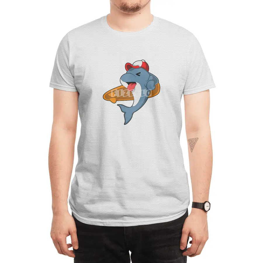 Dolphin as Surfer with Surfboard Spor T-Shirt