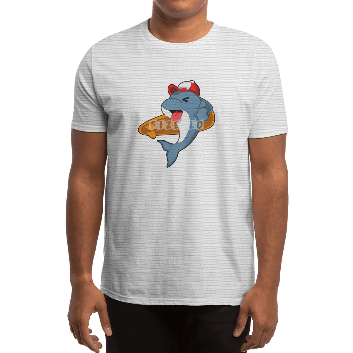 Dolphin as Surfer with Surfboard Spor T-Shirt