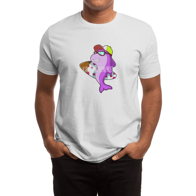 Dolphin as Surfer with Surfboard & Cap Spor T-Shirt