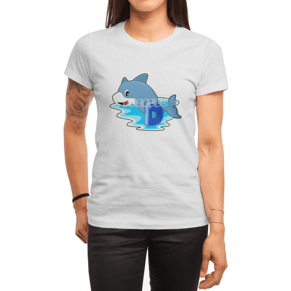 Dolphin at Swimming with Letter Spor T-Shirt
