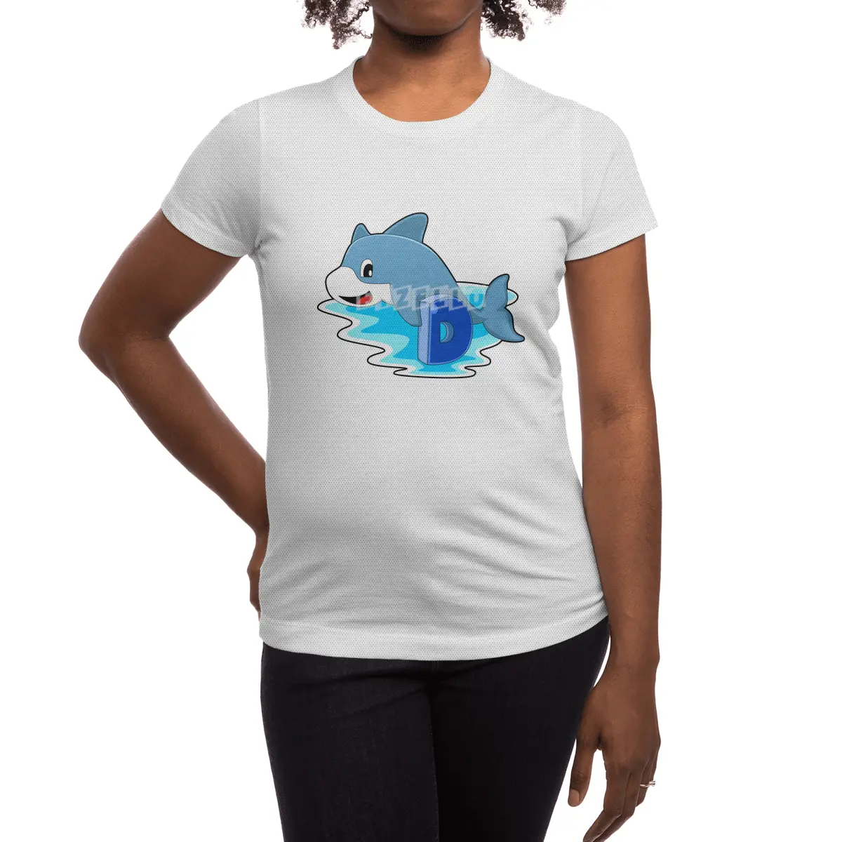 Dolphin at Swimming with Letter Spor T-Shirt