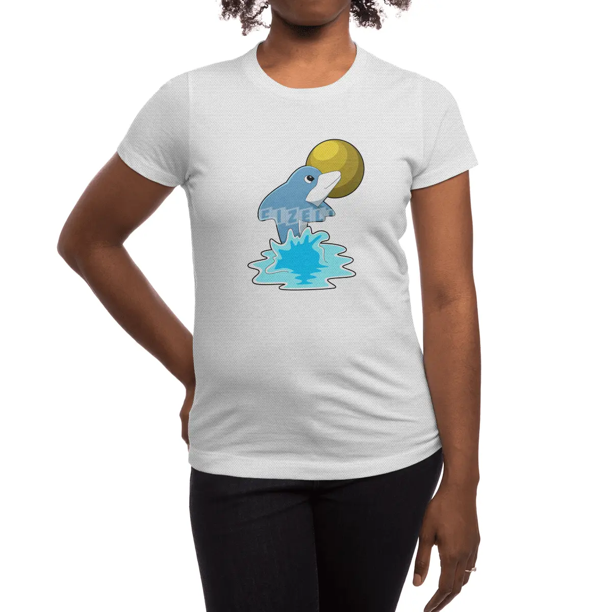 Dolphin at Swimming with Moon Spor T-Shirt