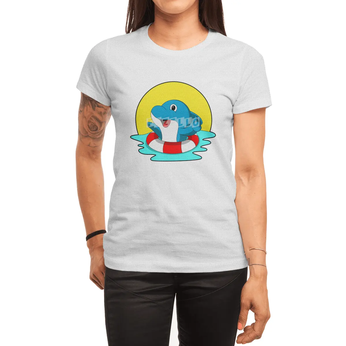 Dolphin at Swimming with Swim ring Spor T-Shirt