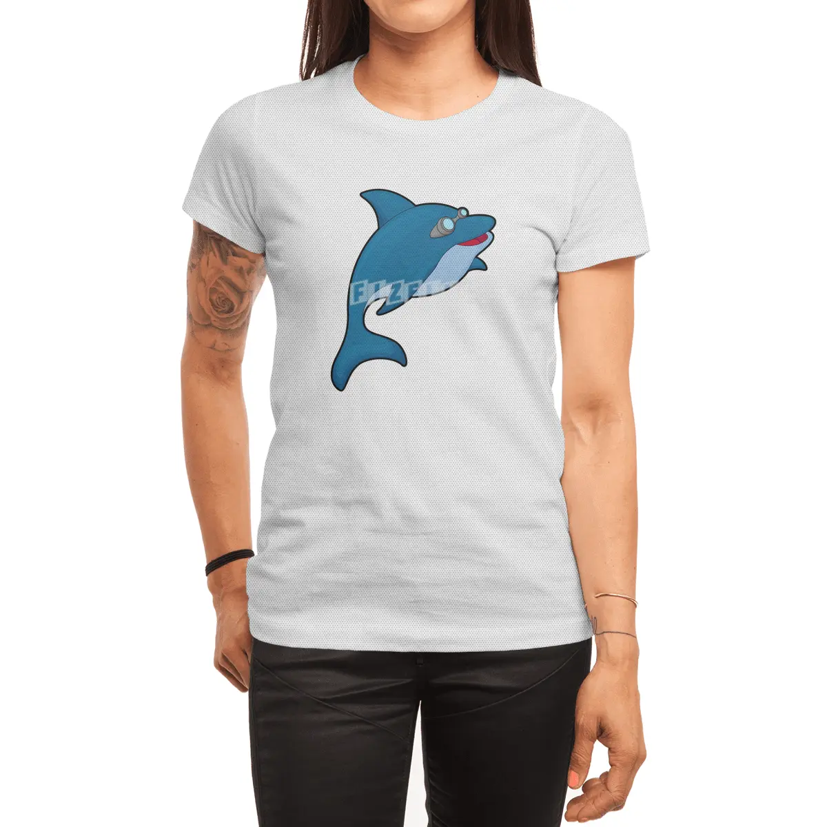Dolphin at Swimming with Swimming goggles Spor T-Shirt