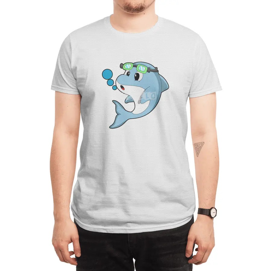 Dolphin at Swimming with Swimming goggles Spor T-Shirt