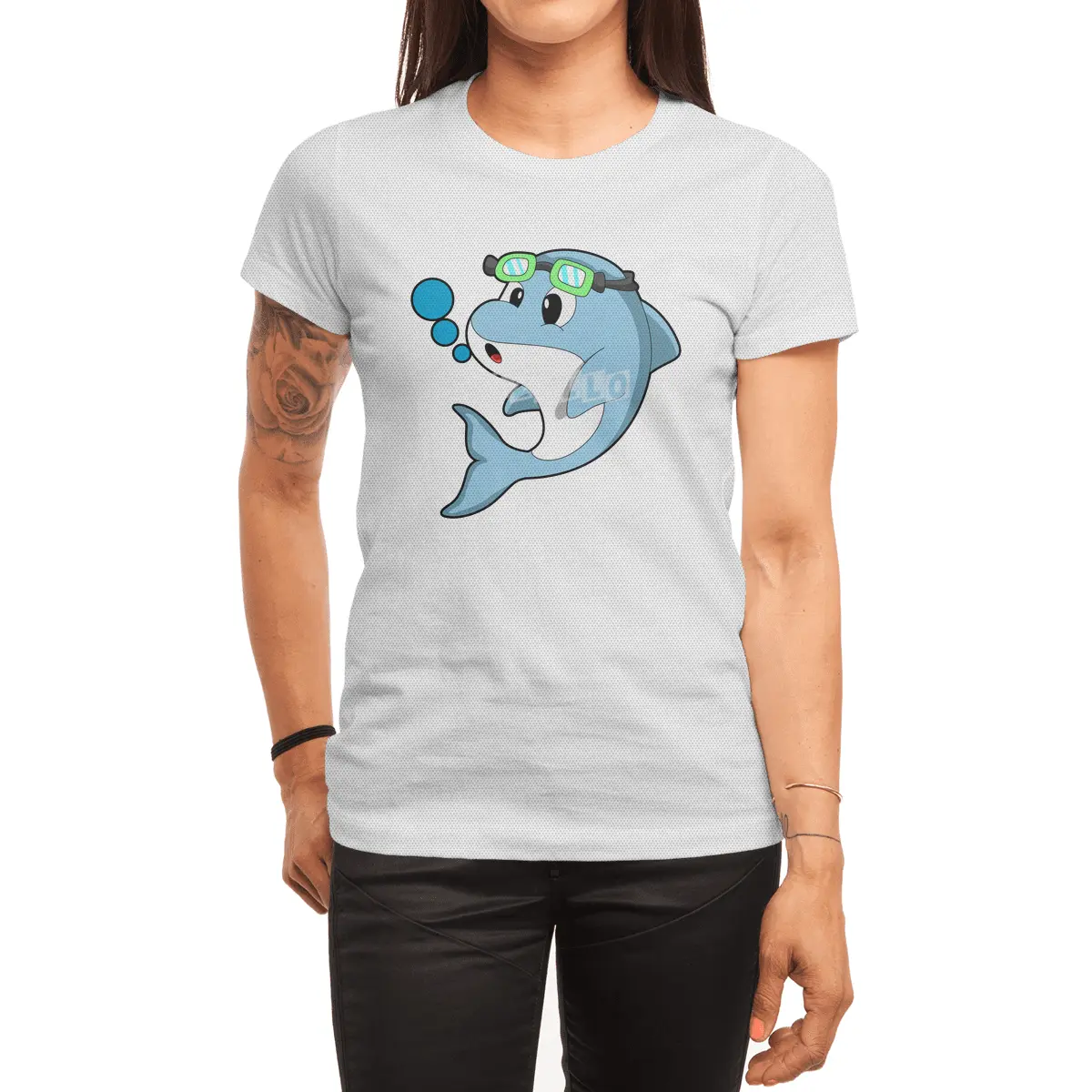 Dolphin at Swimming with Swimming goggles Spor T-Shirt
