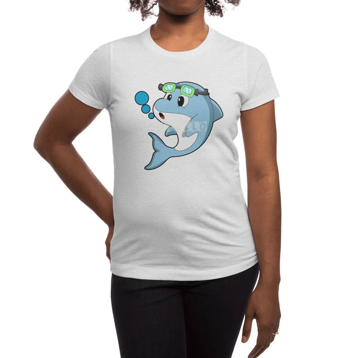 Dolphin at Swimming with Swimming goggles Spor T-Shirt