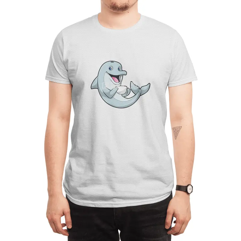 Dolphin with Cup of Coffee Spor T-Shirt