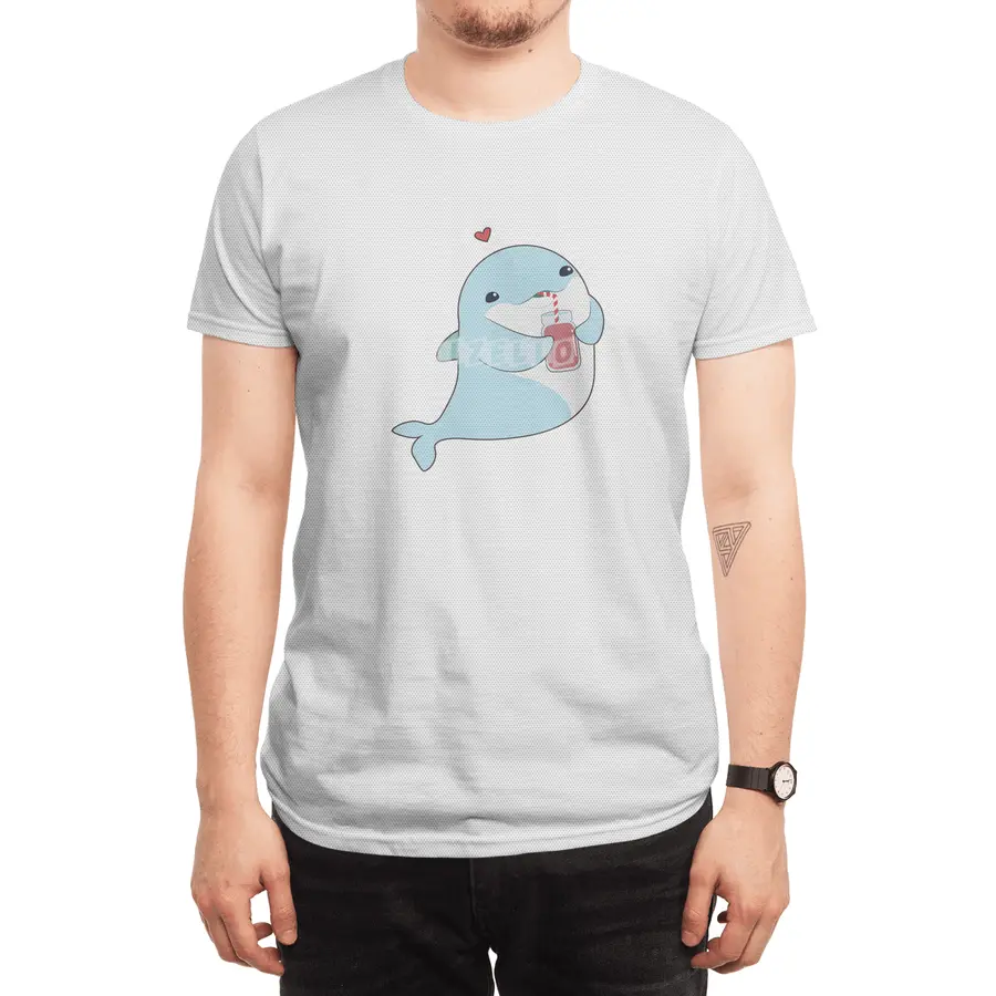 Dolphin with Drink & Heart Spor T-Shirt