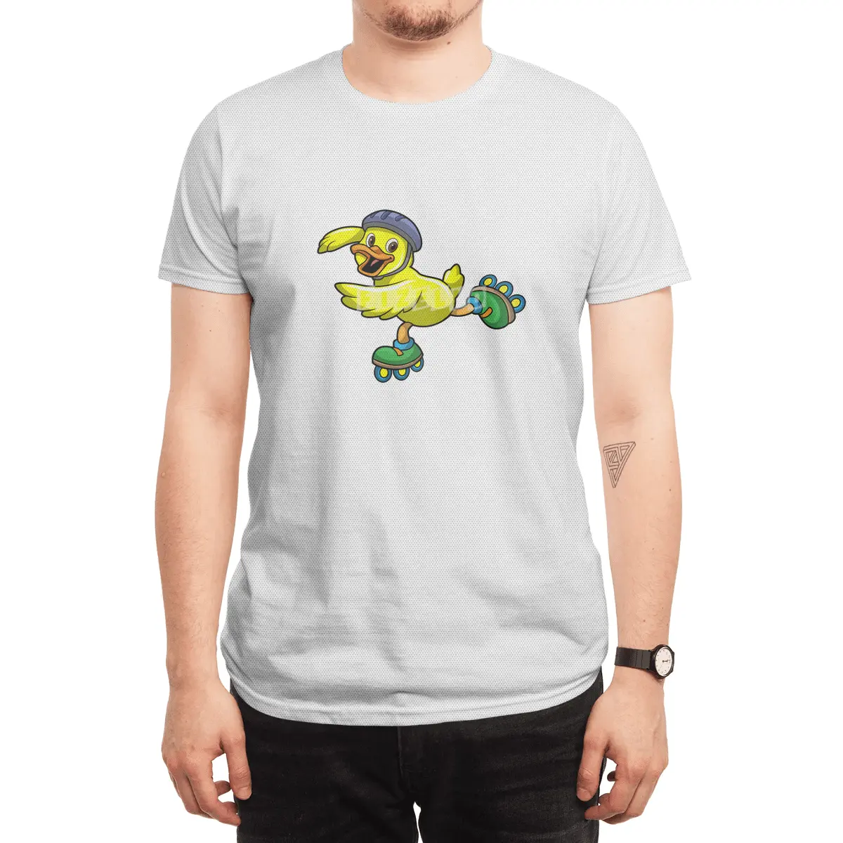 Duck as Skater with Inline skates & Helmet Spor T-Shirt