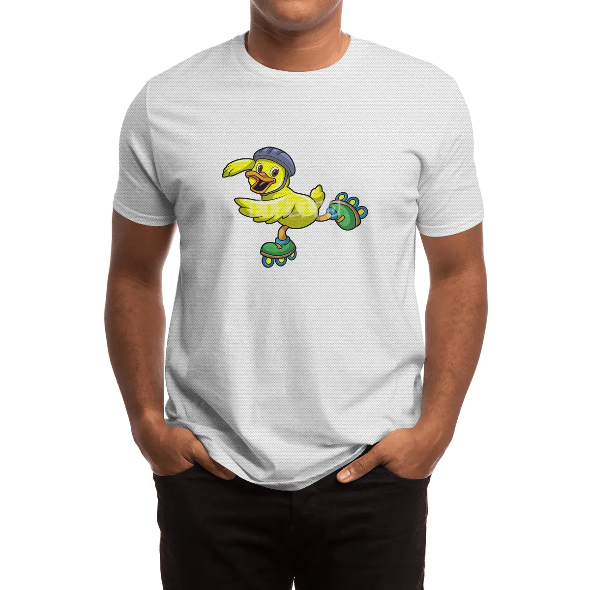 Duck as Skater with Inline skates & Helmet Spor T-Shirt