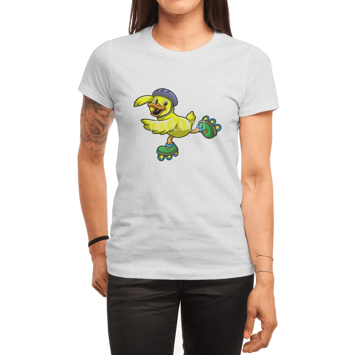 Duck as Skater with Inline skates & Helmet Spor T-Shirt