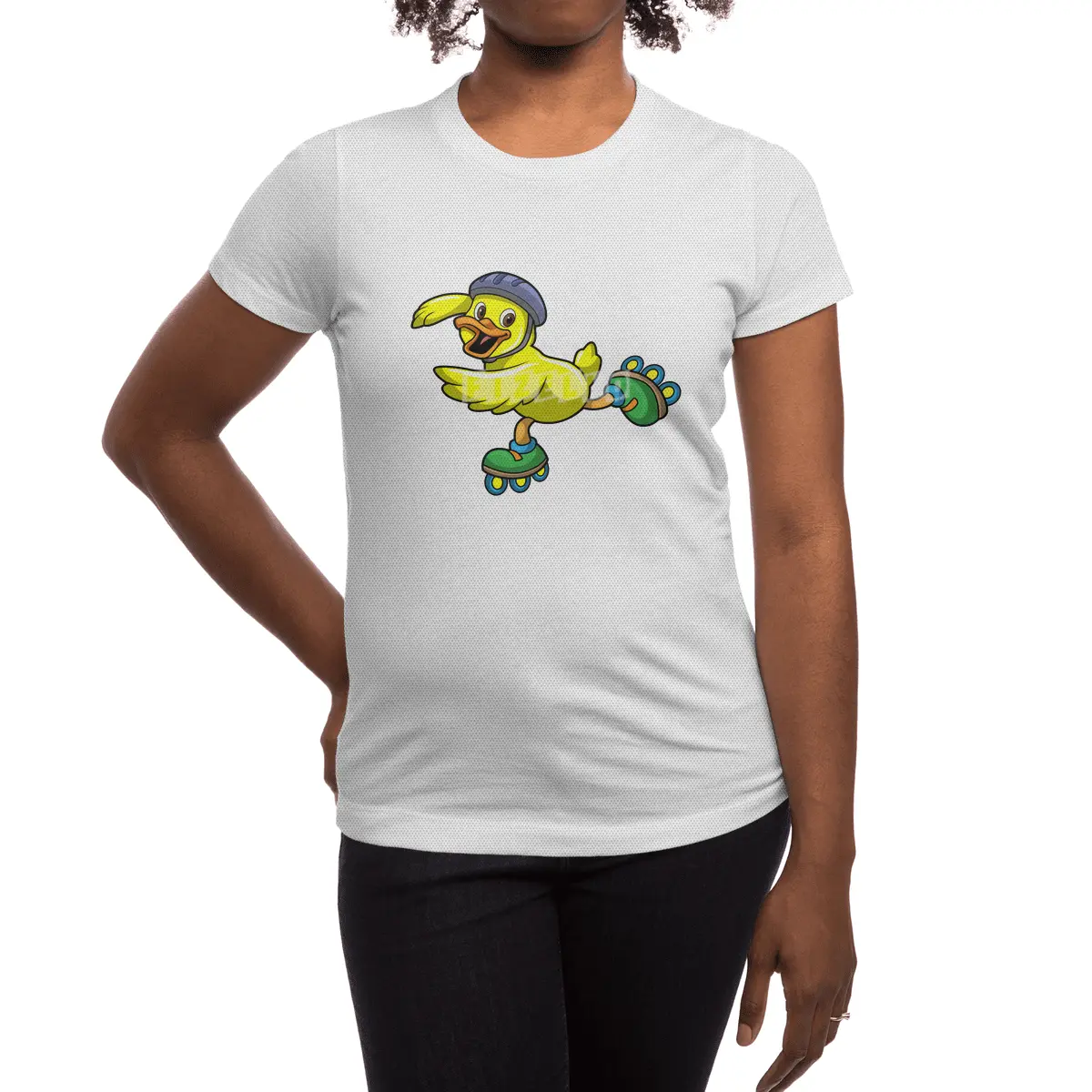 Duck as Skater with Inline skates & Helmet Spor T-Shirt