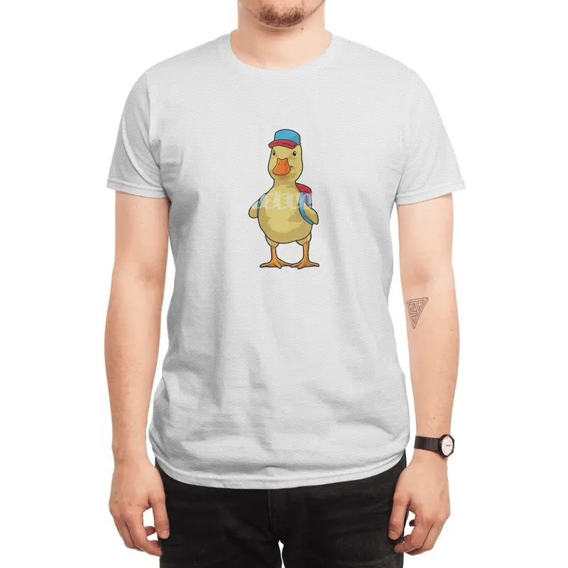 Duck as Student with Backpack & Cap Spor T-Shirt