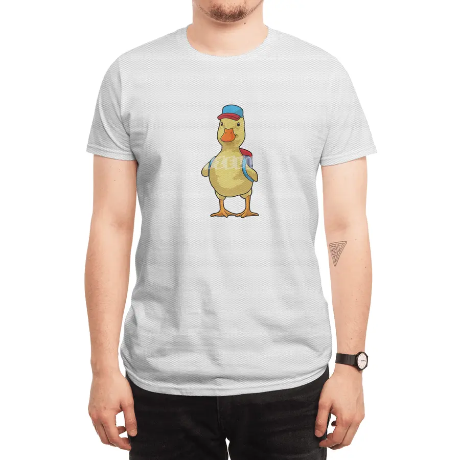 Duck as Student with Backpack & Cap Spor T-Shirt