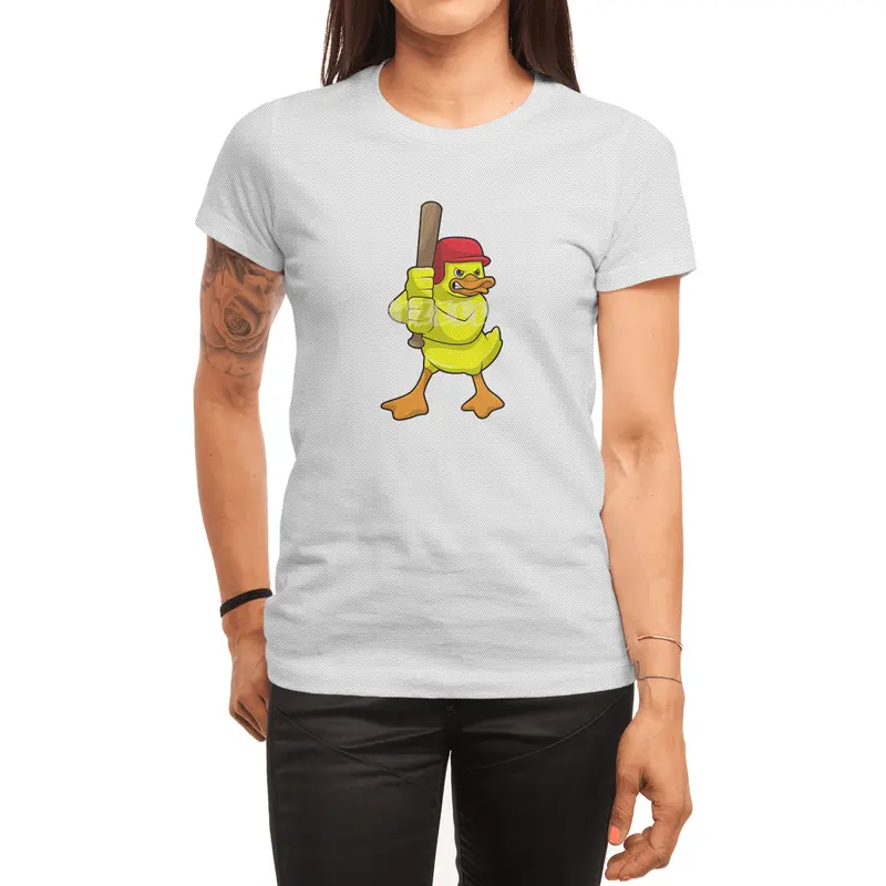 Duck at Baseball with Baseball bat & Cap Spor T-Shirt