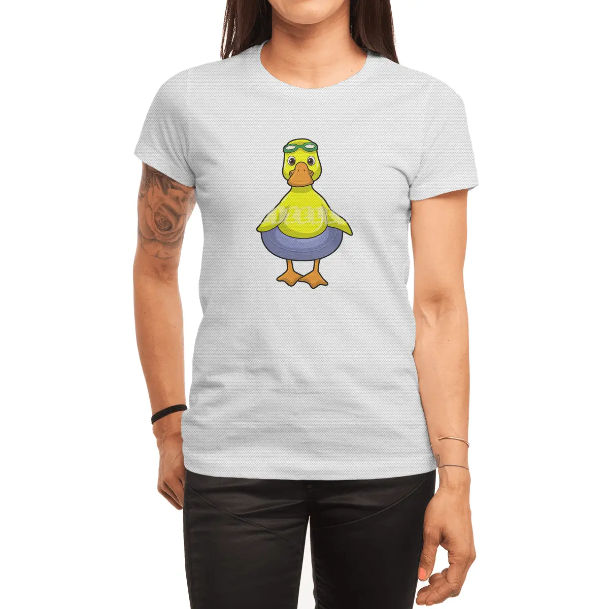 Duck at Swimming with Swim ring Spor T-Shirt