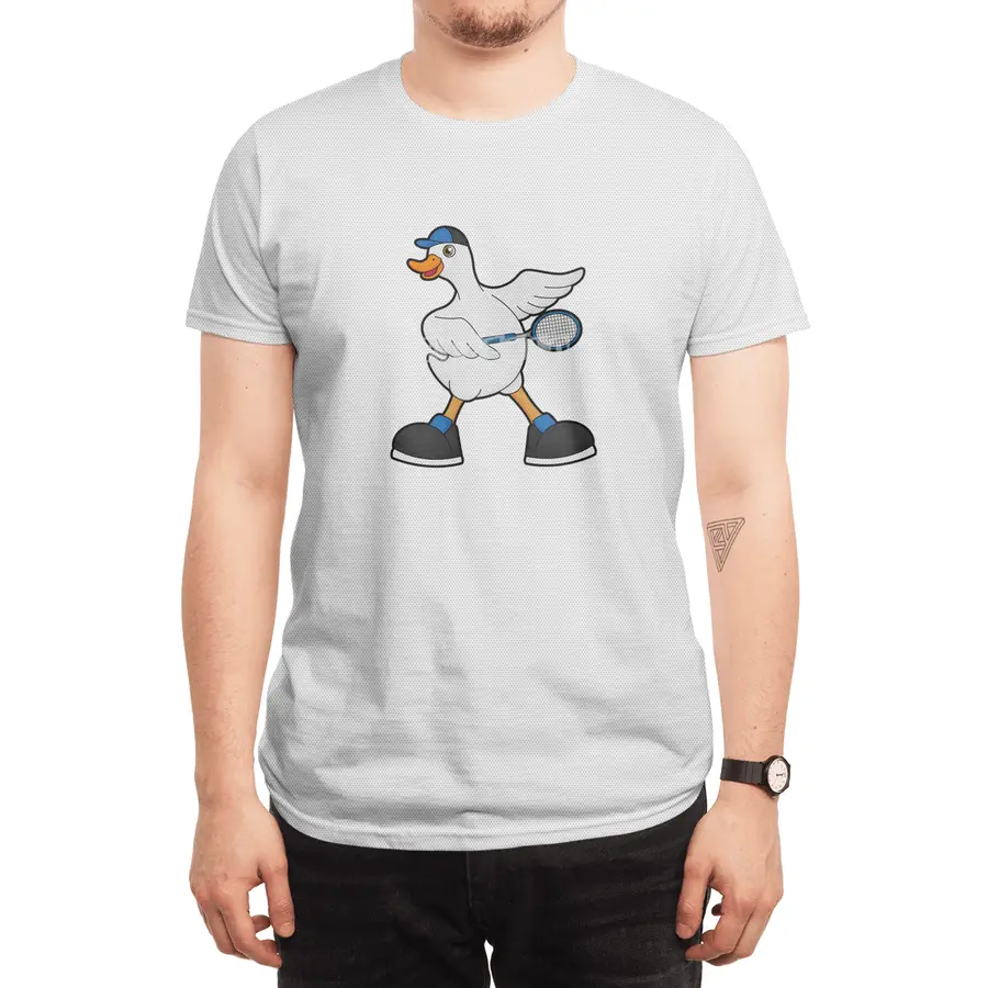Duck at Tennis with Tennis racket & Cap Spor T-Shirt