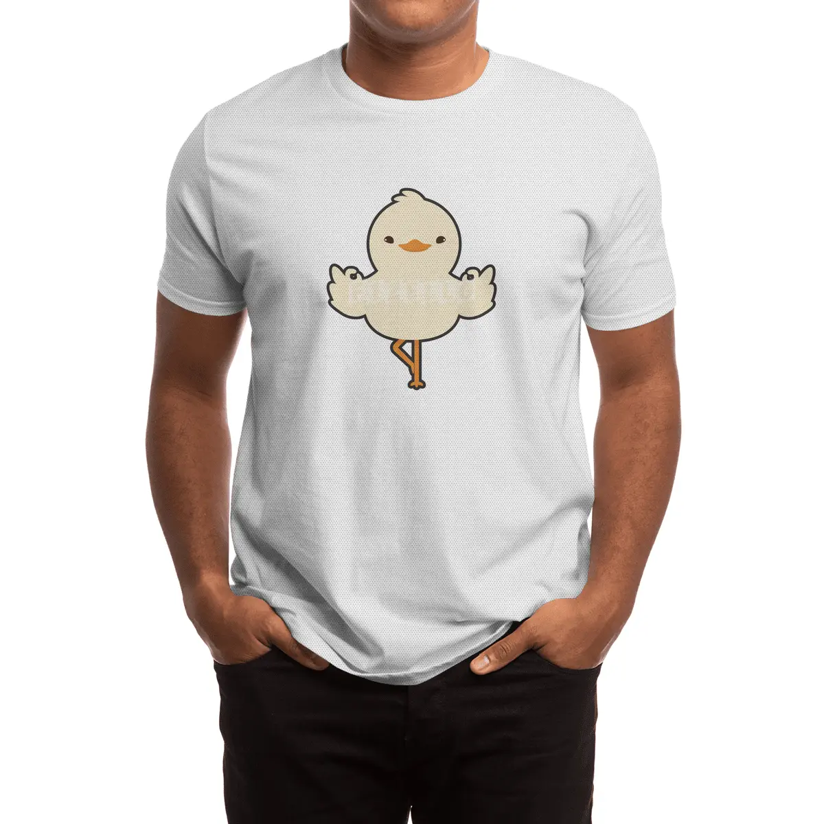 Duck at Yoga Stretching exercises in standing Spor T-Shirt