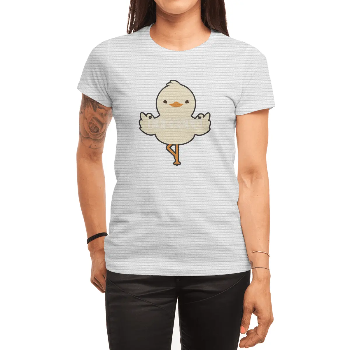 Duck at Yoga Stretching exercises in standing Spor T-Shirt