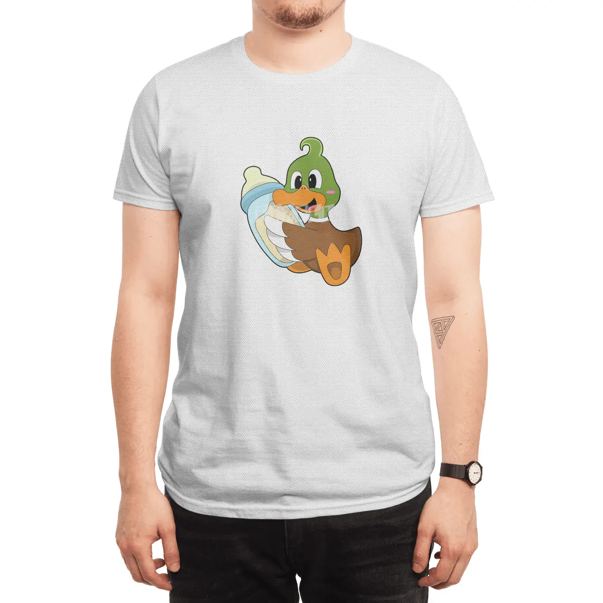 Duck with Bottle of Milk Spor T-Shirt
