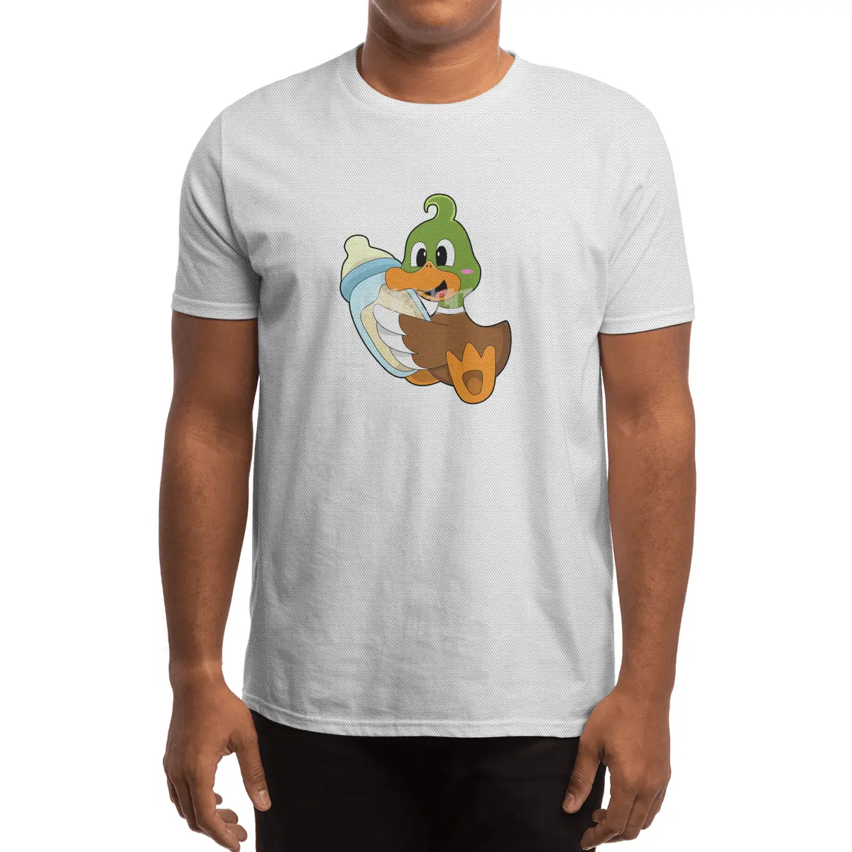 Duck with Bottle of Milk Spor T-Shirt