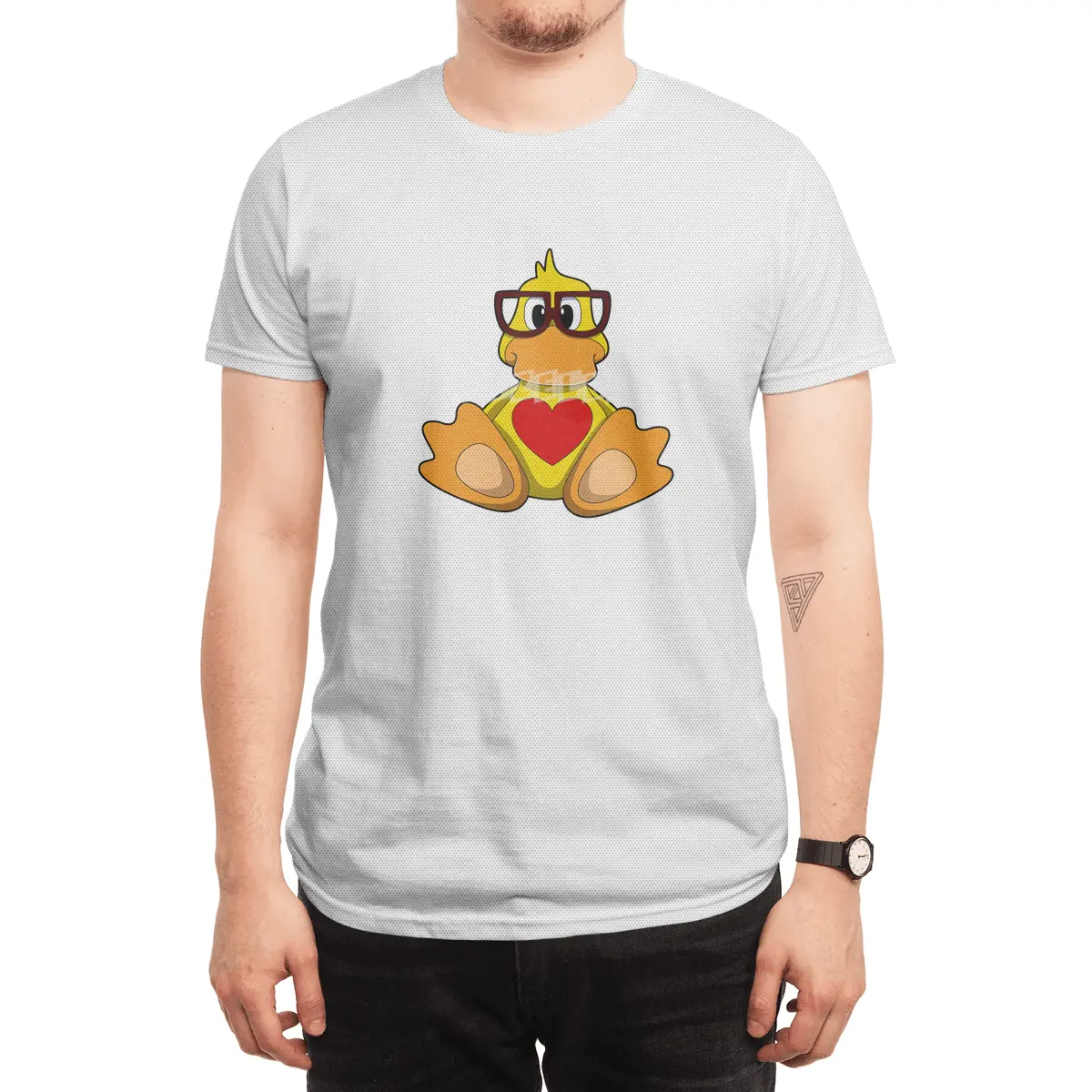 Duck with Heart & Glasses Spor T-Shirt
