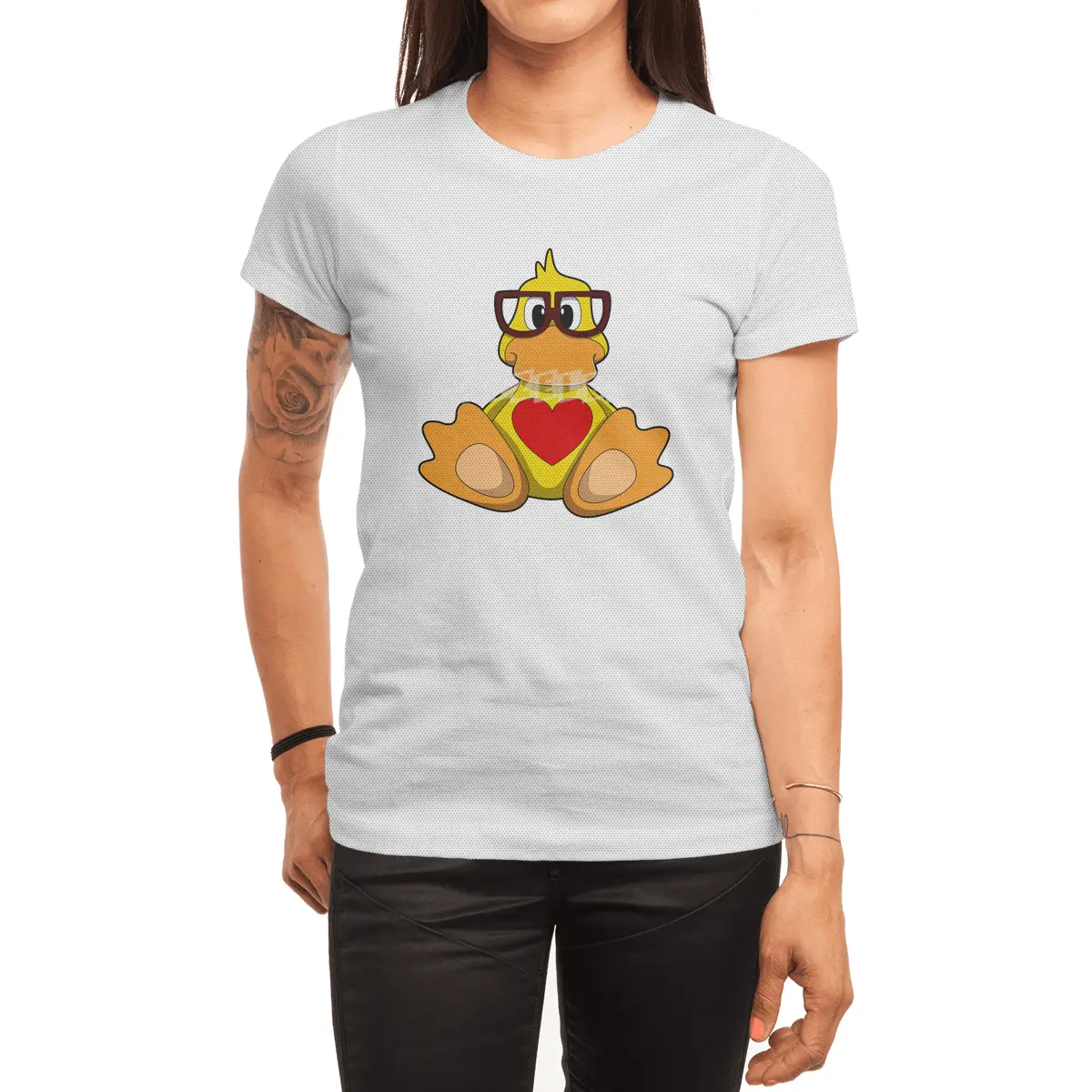 Duck with Heart & Glasses Spor T-Shirt