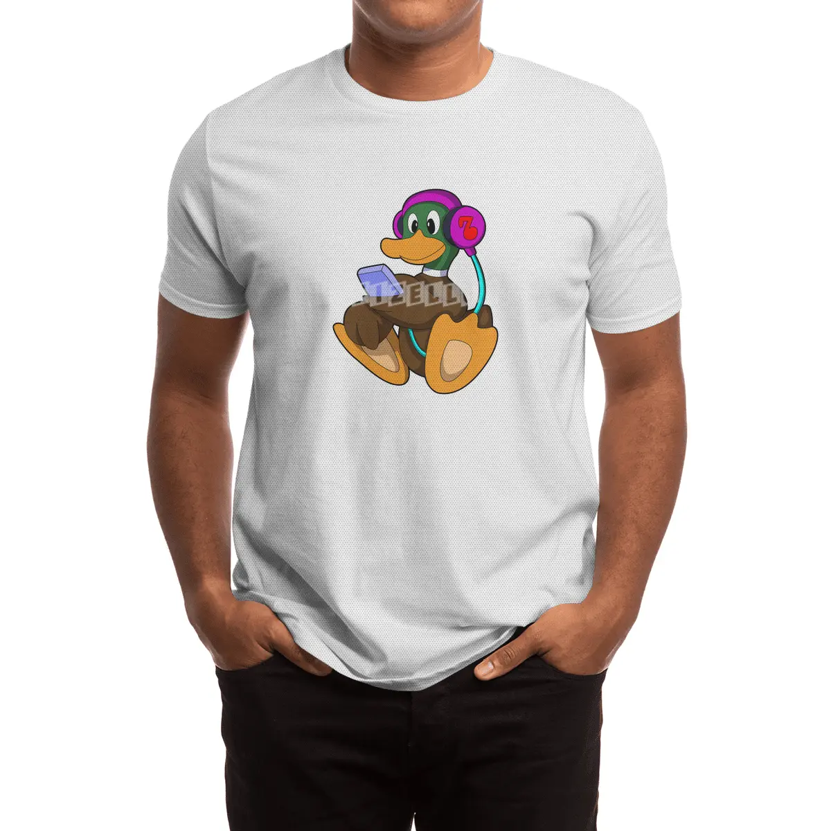 Duck with Phone & Headphone Spor T-Shirt