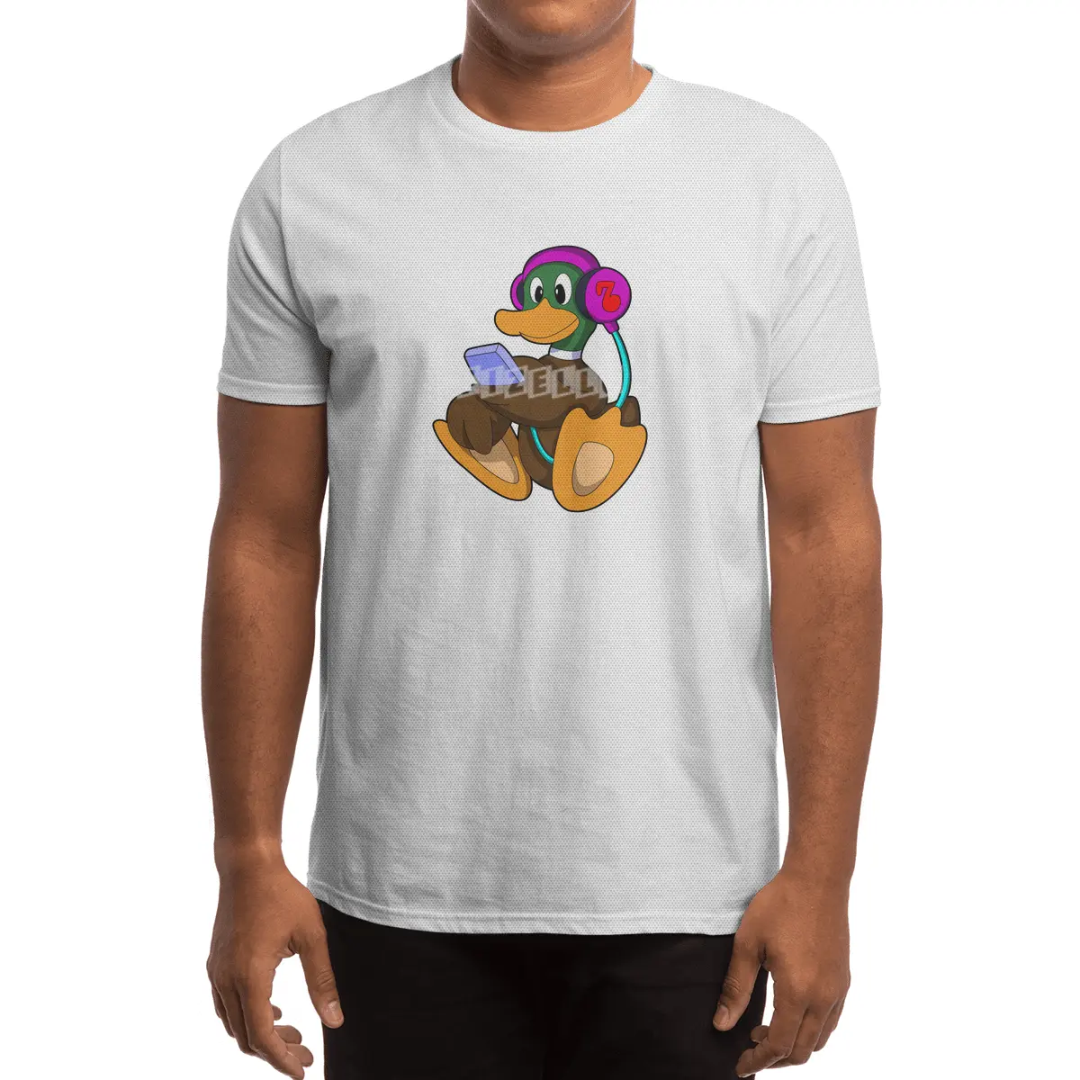 Duck with Phone & Headphone Spor T-Shirt
