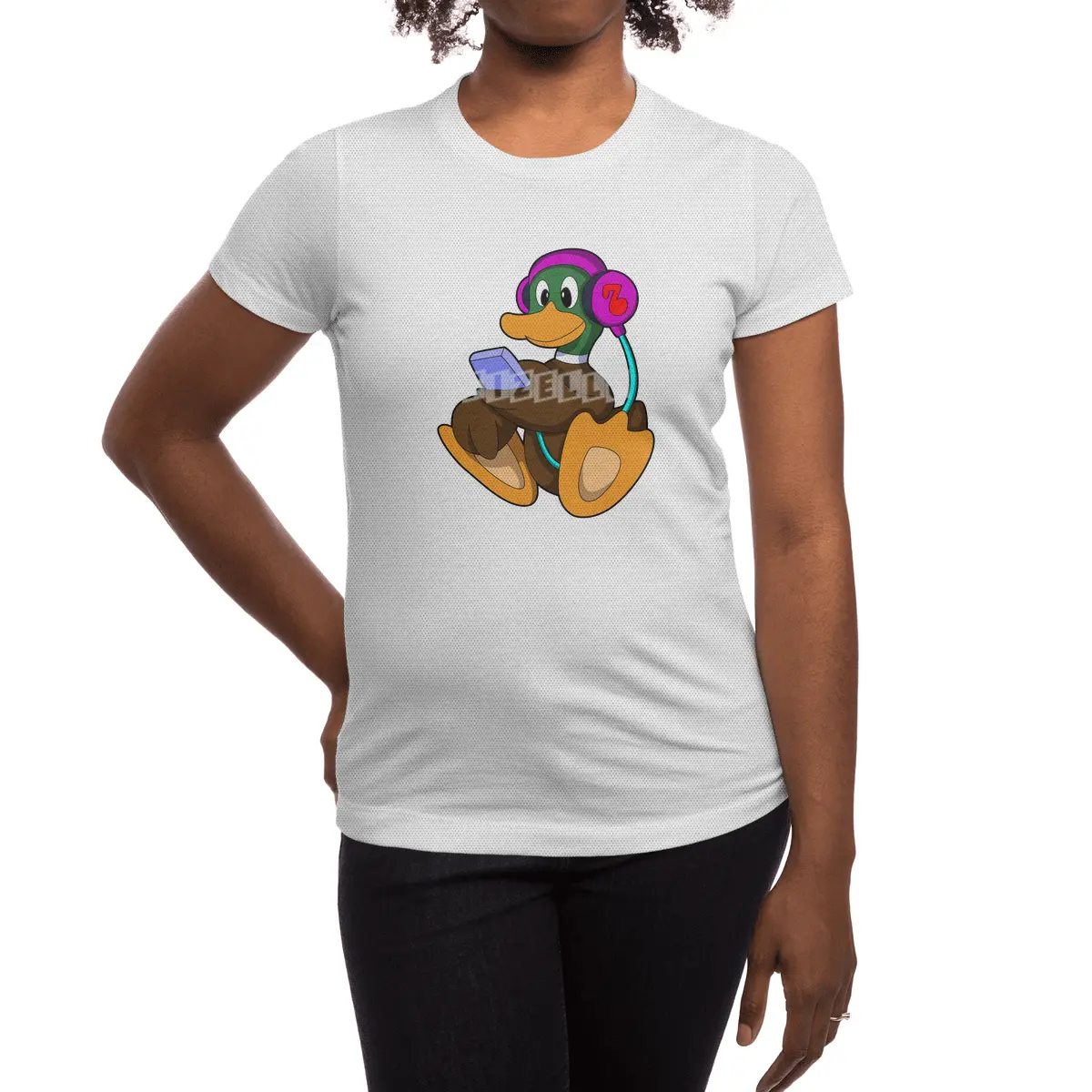Duck with Phone & Headphone Spor T-Shirt