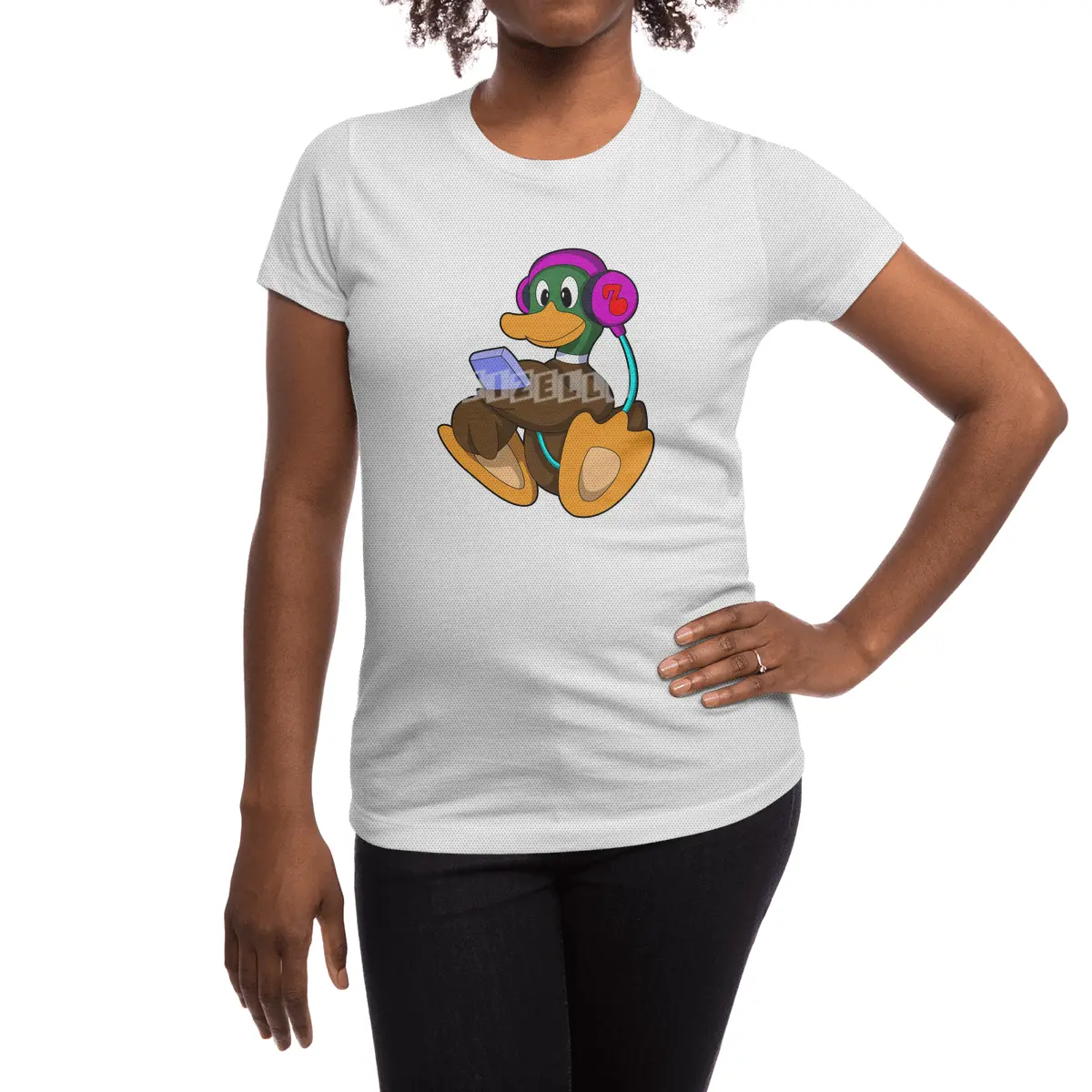 Duck with Phone & Headphone Spor T-Shirt