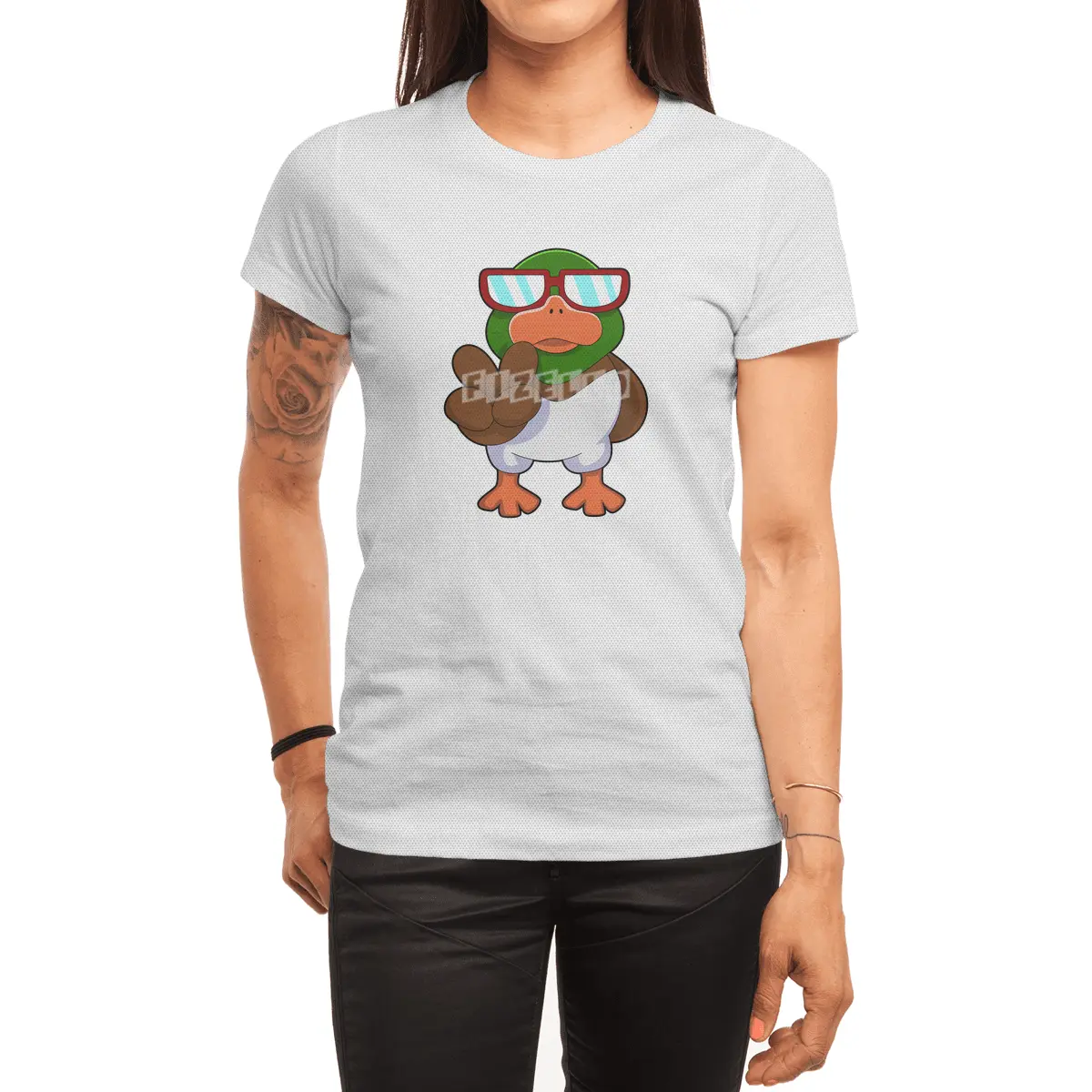 Duck with Sunglasses Spor T-Shirt
