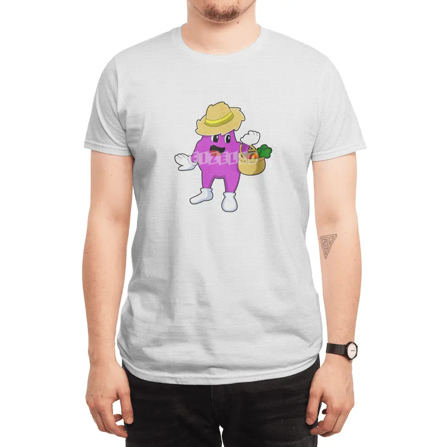Eggplant as Farmer with Carrot Spor T-Shirt