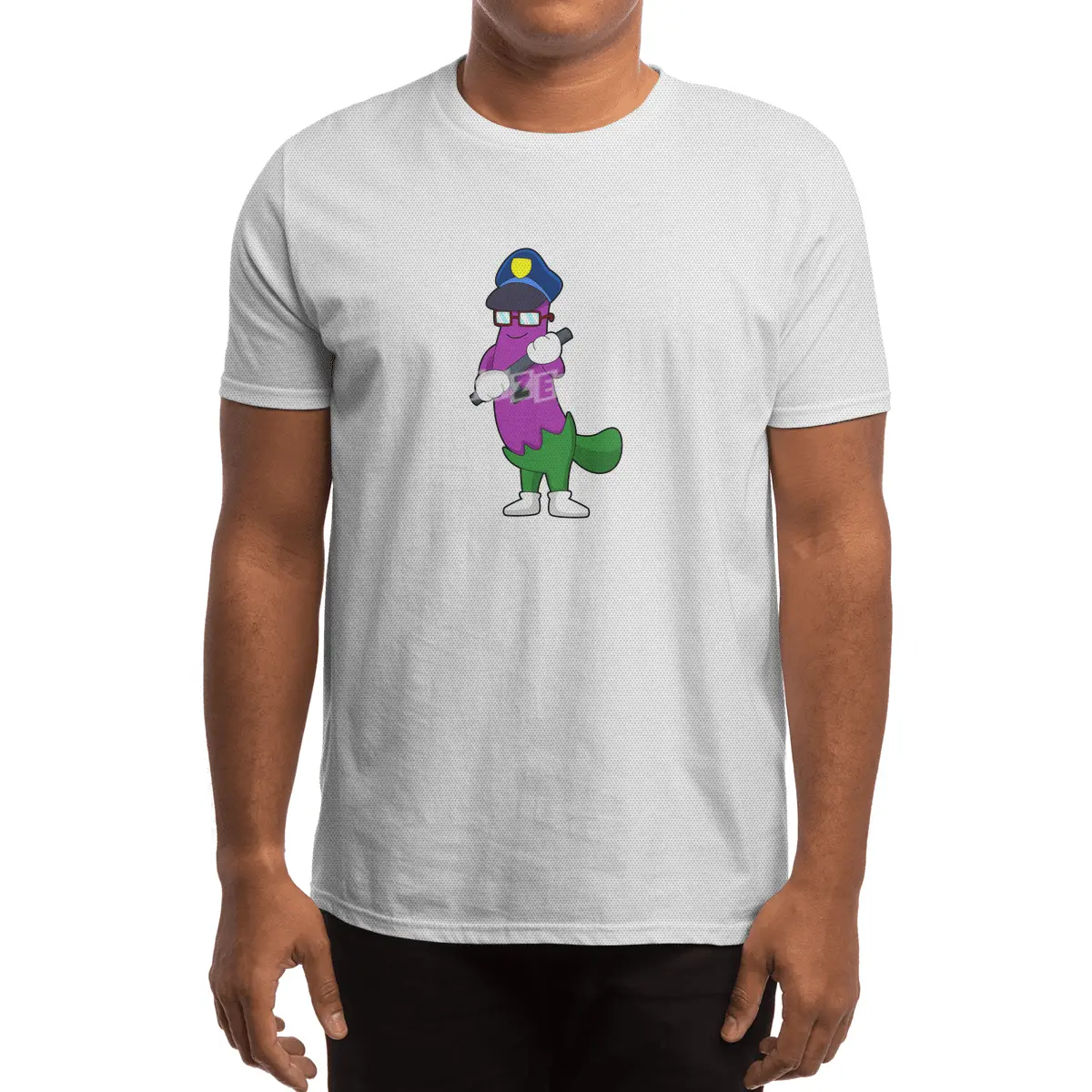 Eggplant as Police officer with Baton Spor T-Shirt