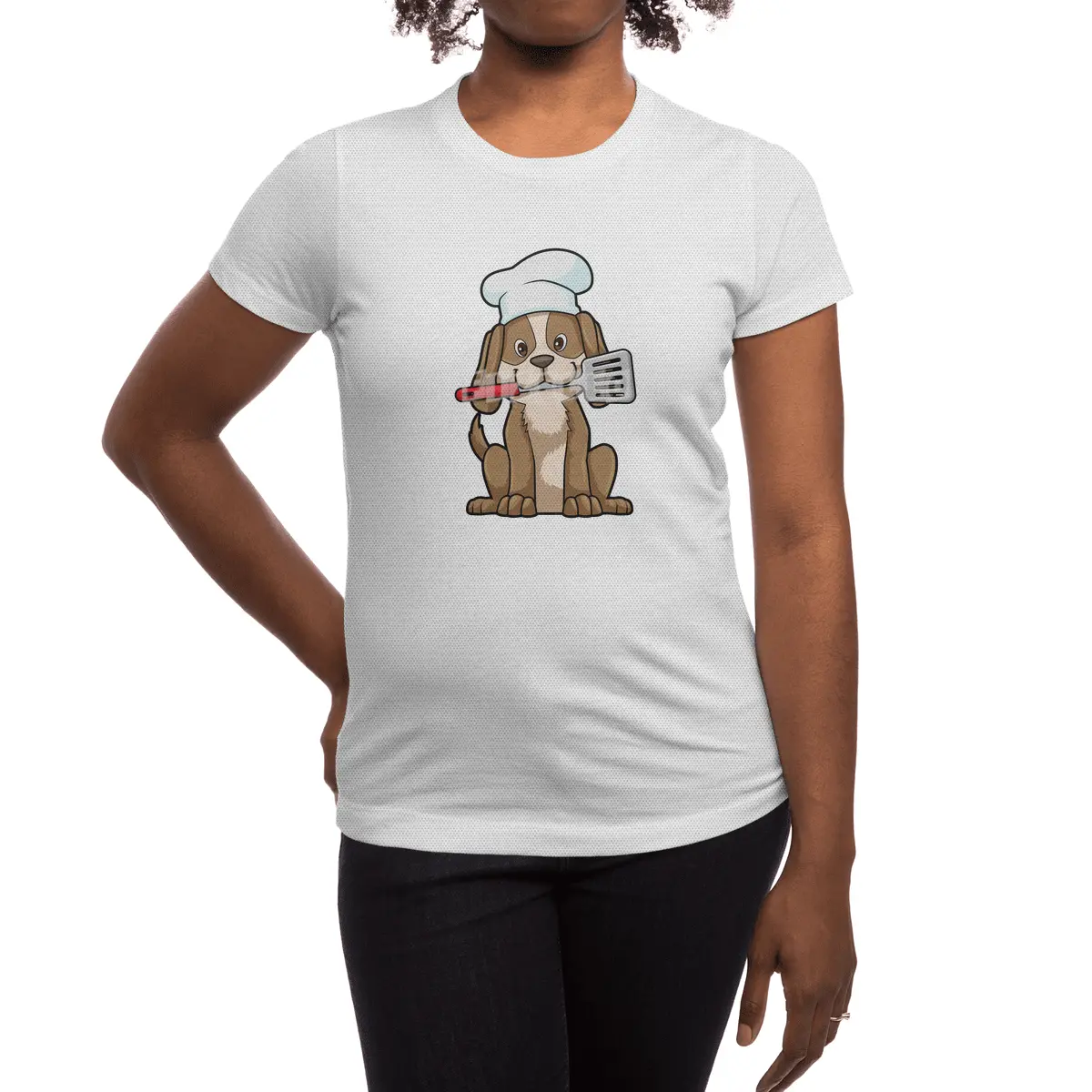 Dog as Cook with Chef's hat & Spatula Spor T-Shirt