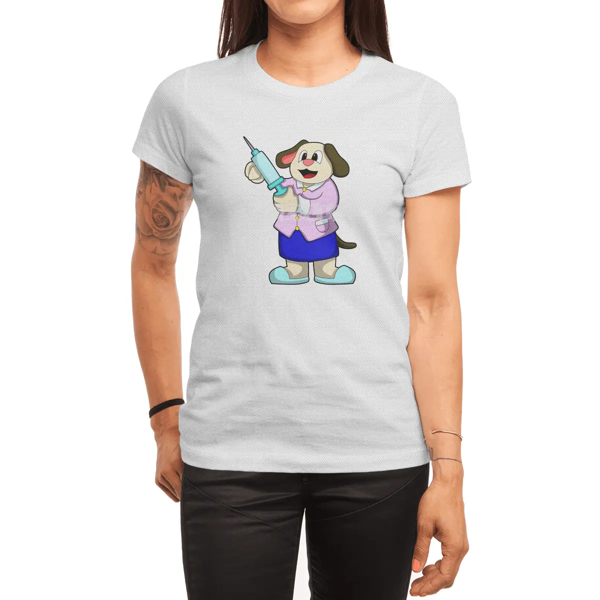 Dog as Doctor with Syringe Spor T-Shirt