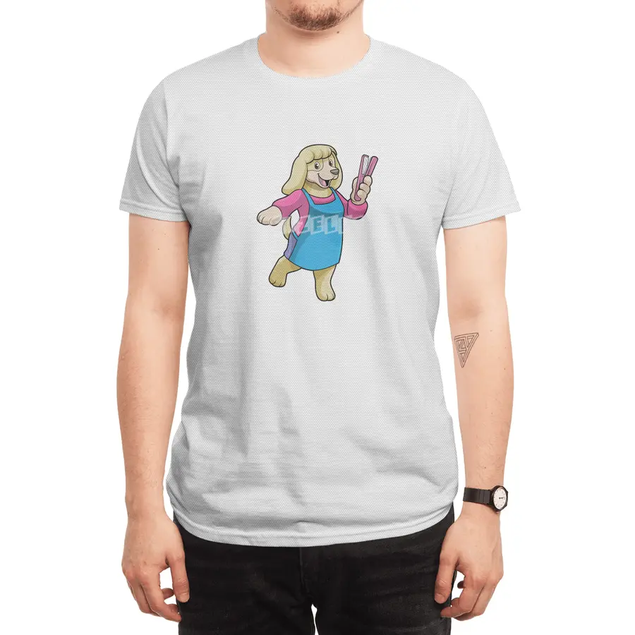 Dog as Hairdresser with Comb Spor T-Shirt