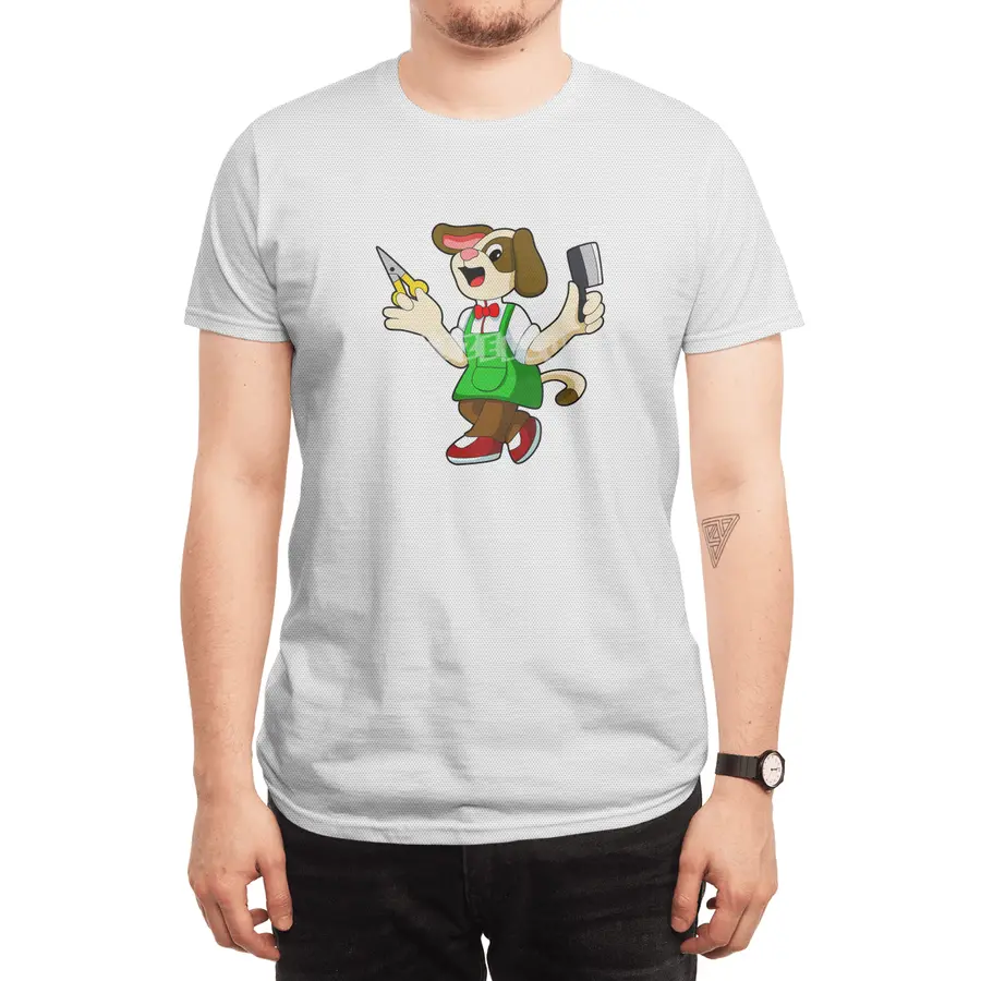 Dog as Hairdresser with Scissors & Comb Spor T-Shirt